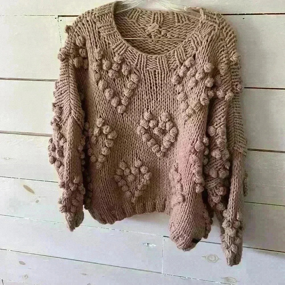 Wishlist handmade acrylic heart sweater, Valentine’s Day, size s/m, holiday - Picture 1 of 6